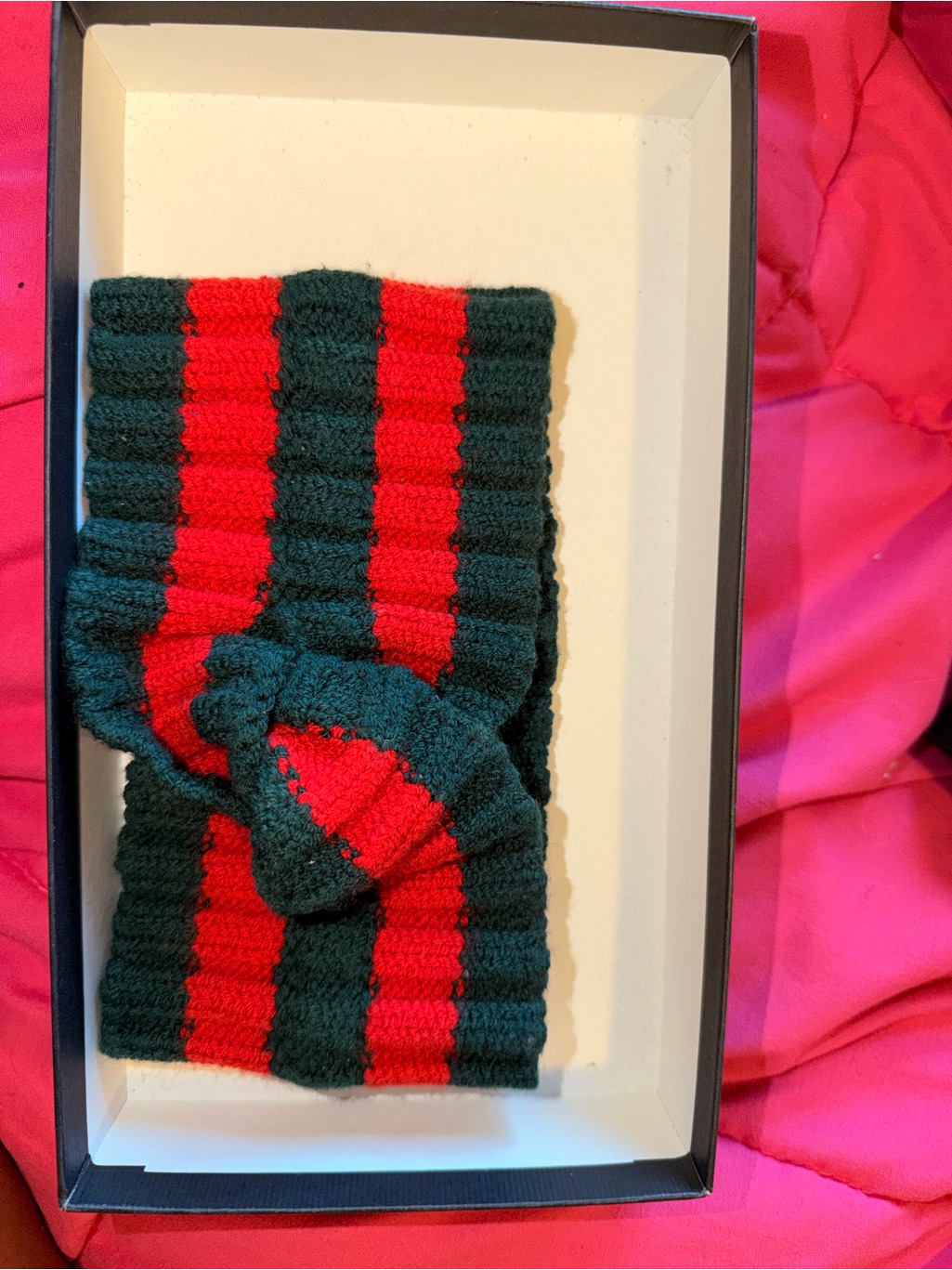 Gucci Green And Red Striped Knit Headband